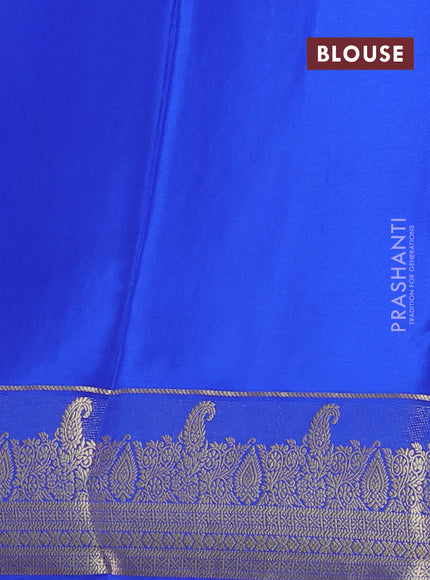 Pure mysore silk saree maroon and royal blue with zari woven buttas and zari woven border