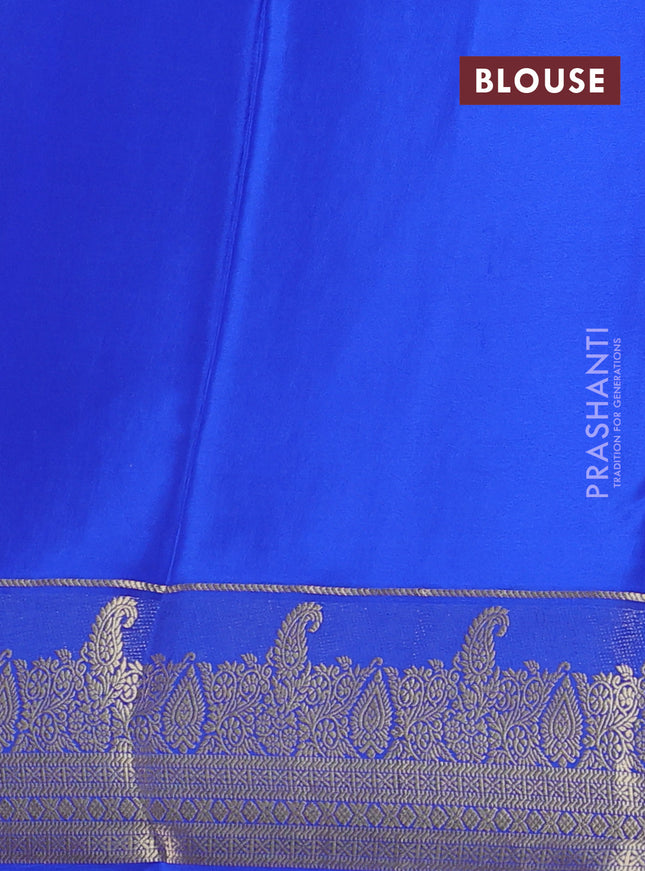 Pure mysore silk saree maroon and royal blue with zari woven buttas and zari woven border