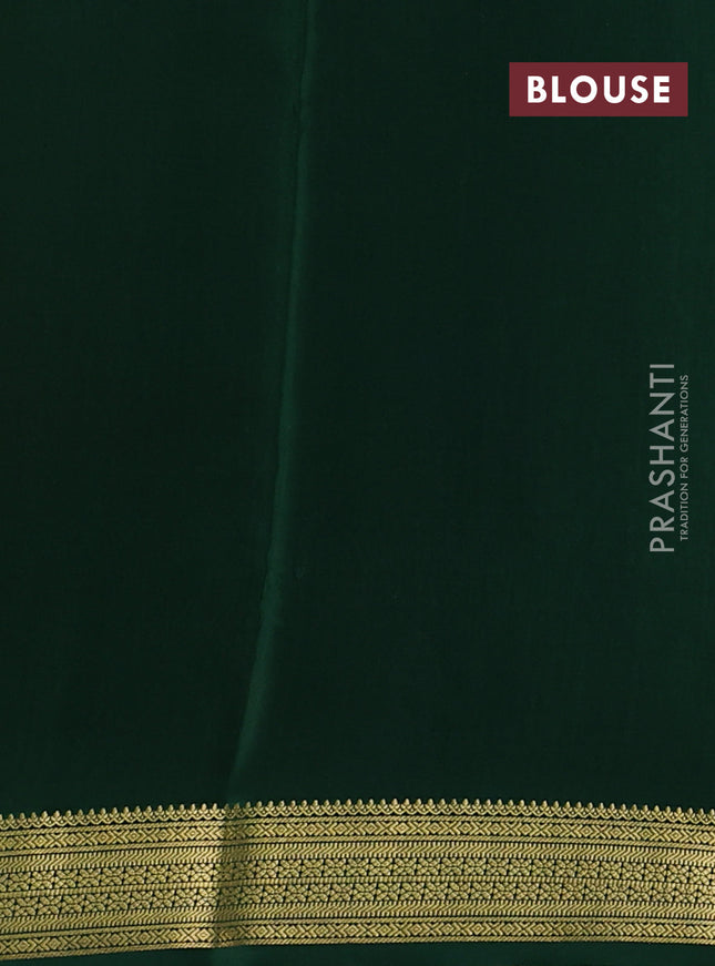 Pure mysore silk saree mango yellow and green with allover zari checked pattern & buttas and zari woven border