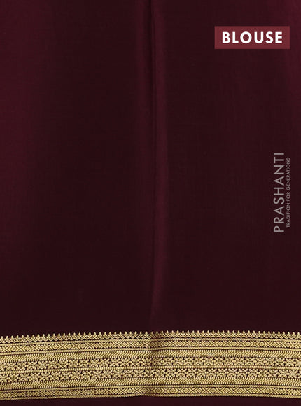 Pure mysore silk saree peach pink and maroon with allover zari checked pattern & buttas and zari woven border