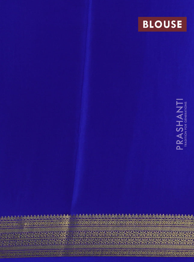 Pure mysore silk saree teal green and royal blue with allover zari checked pattern & buttas and zari woven border