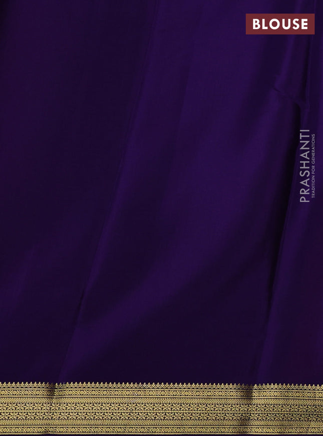 Pure mysore silk saree pink and violet with allover zari checked pattern & buttas and zari woven border