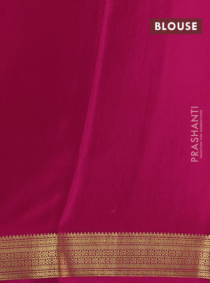 Pure mysore silk saree lime green and pink with allover zari checked pattern & buttas and zari woven border