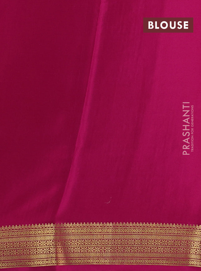 Pure mysore silk saree lime green and pink with allover zari checked pattern & buttas and zari woven border