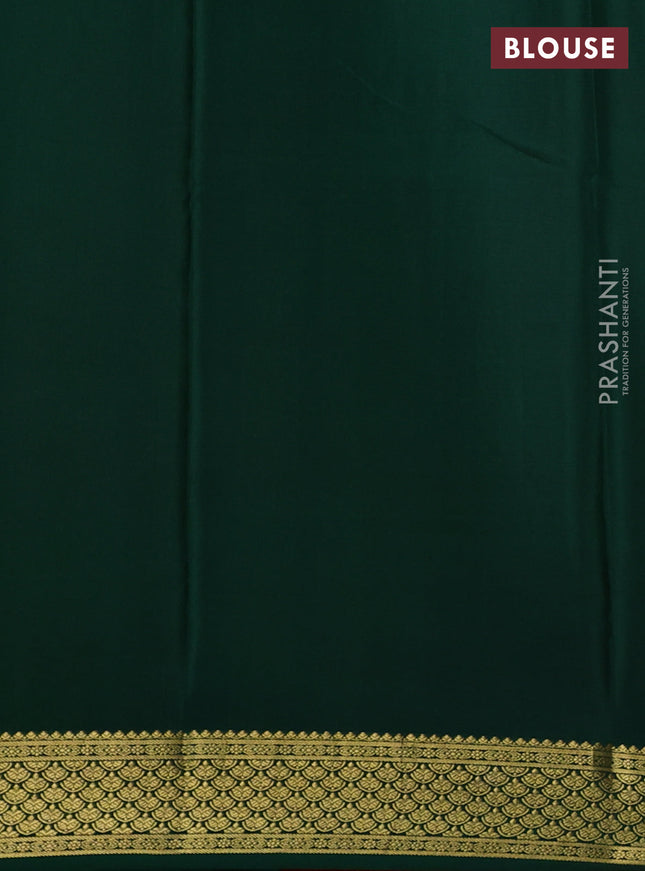 Pure mysore silk saree orange and green with allover zari checked pattern and zari woven border