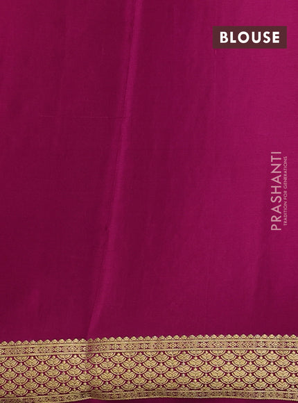 Pure mysore partly silk saree lime green and pink with allover zari checked pattern and zari woven border