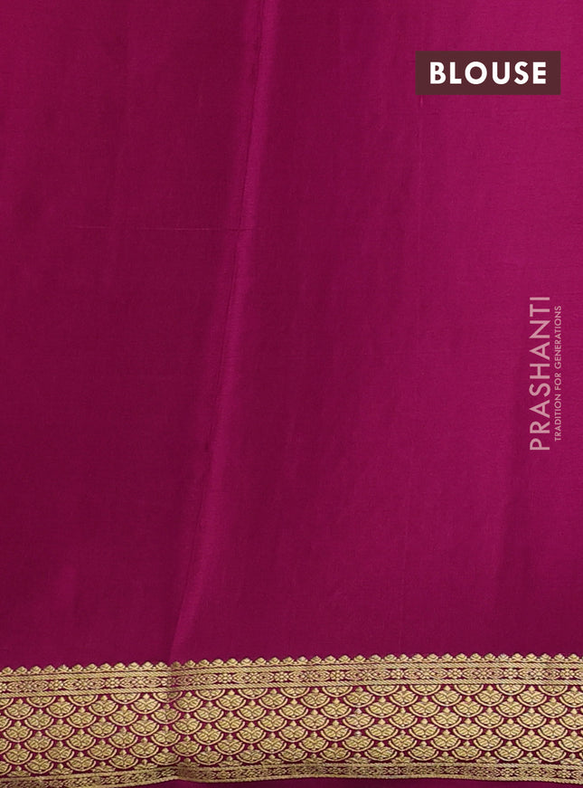 Pure mysore partly silk saree lime green and pink with allover zari checked pattern and zari woven border