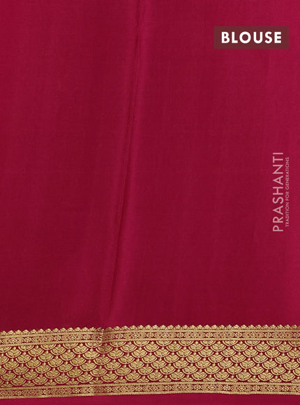 Pure mysore partly silk saree coffee brown and pink with allover zari checked pattern and zari woven border