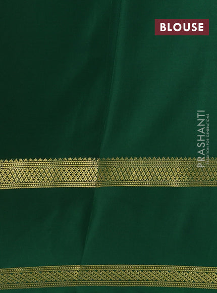 Pure mysore silk saree red and green with allover zari checked pattern and rettapet zari woven border