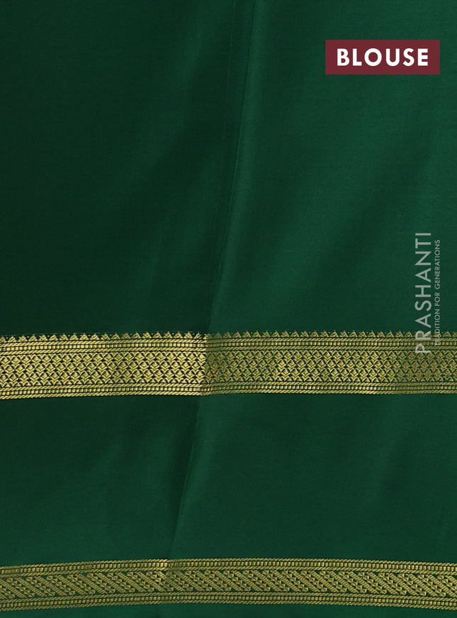 Pure mysore silk saree red and green with allover zari checked pattern and rettapet zari woven border