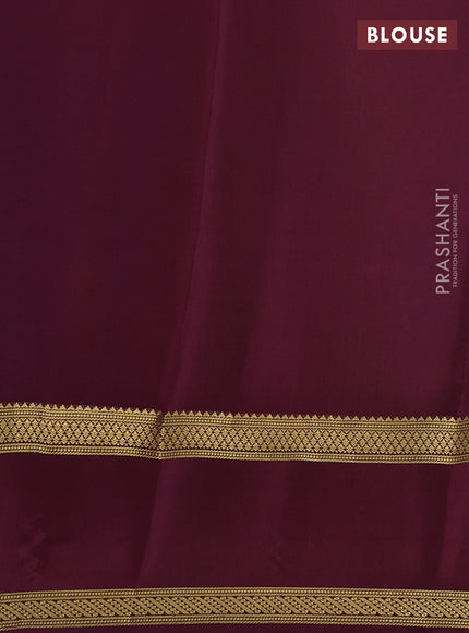 Pure mysore silk saree cs blue and deep maroon with allover zari checked pattern and rettapet zari woven border