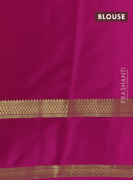 Pure mysore silk saree yellow and pink with allover zari checked pattern and rettapet zari woven border
