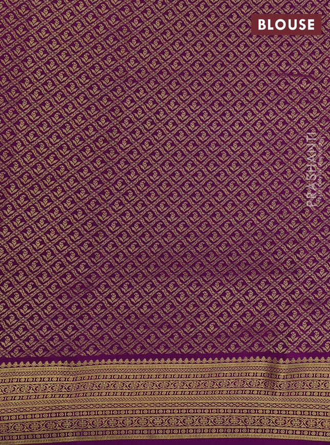 Pure mysore silk saree light pink and purple with plain body and zari woven border