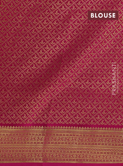 Pure mysore silk saree light green and pink with plain body and zari woven border