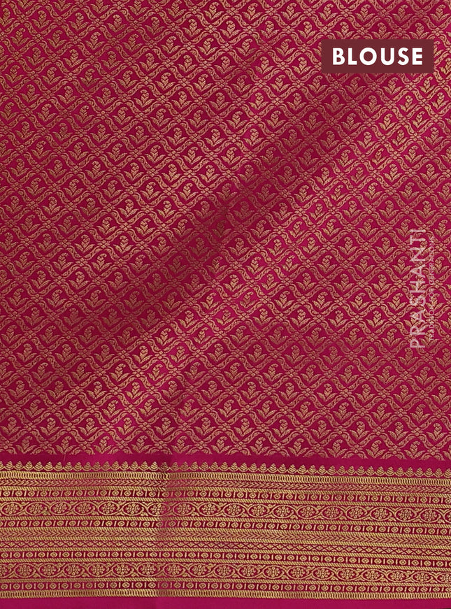 Pure mysore silk saree light green and pink with plain body and zari woven border