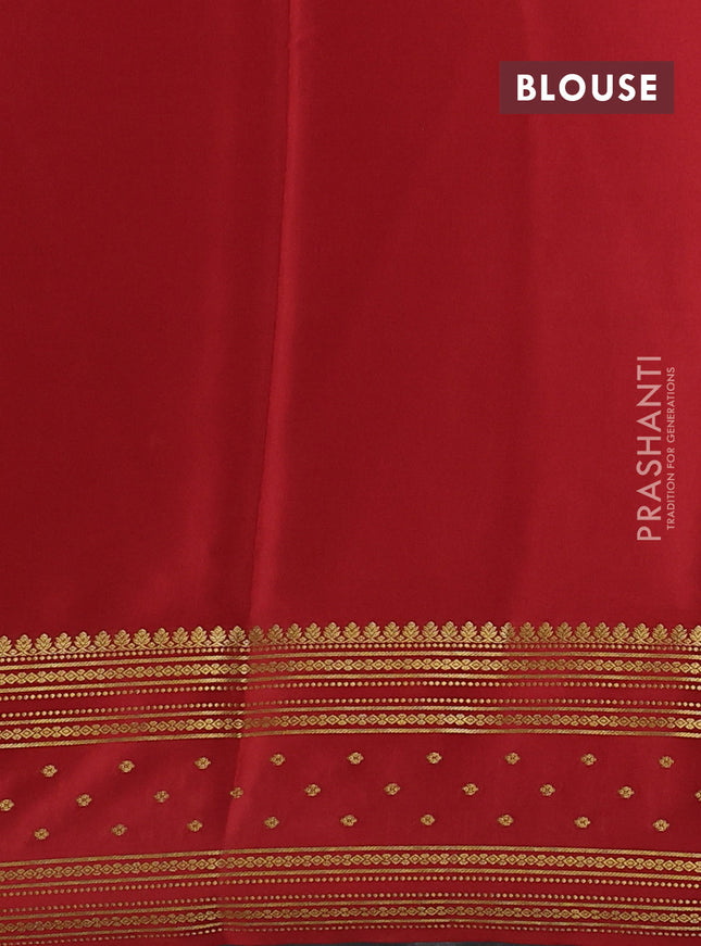 Pure mysore silk saree black and red green with plain body and zari woven border