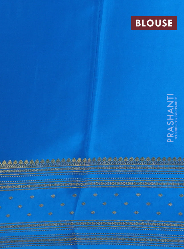 Pure mysore silk saree purple and cs blue with plain body and zari woven border