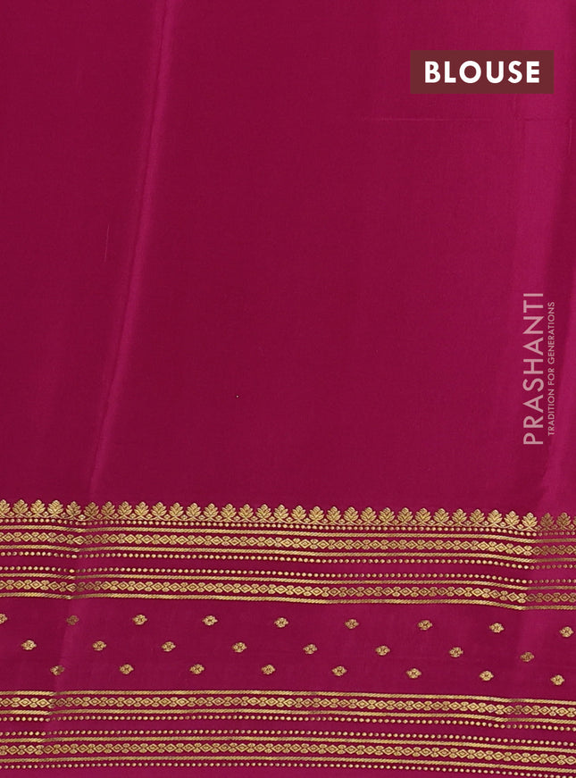Pure mysore silk saree royal blue and magenta pink green with plain body and zari woven border