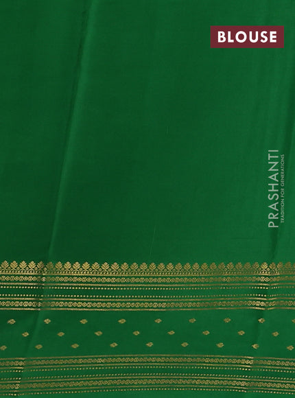 Pure mysore silk saree black and green with plain body and zari woven border
