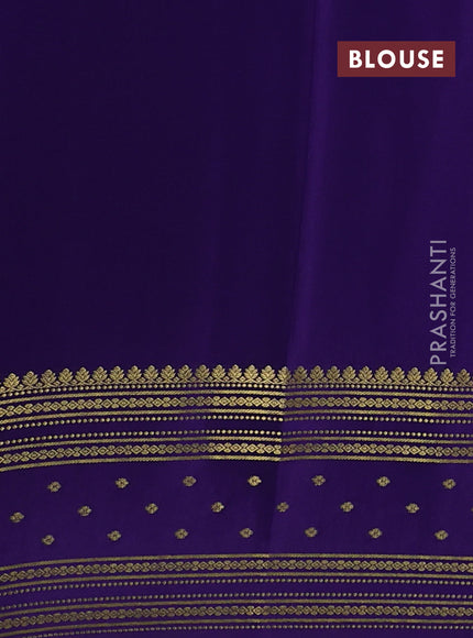 Pure mysore silk saree purple and violet cs blue with plain body and zari woven border