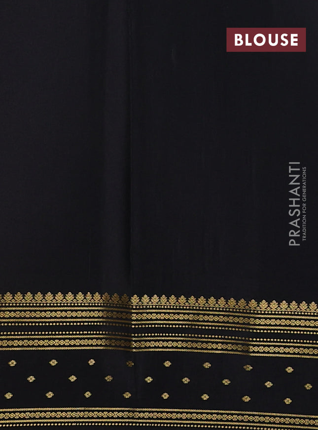 Pure mysore silk saree mild purple and black pink with plain body and zari woven border