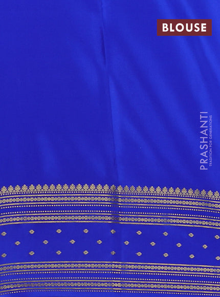 Pure mysore silk saree light blue and royal blue pink with plain body and zari woven border