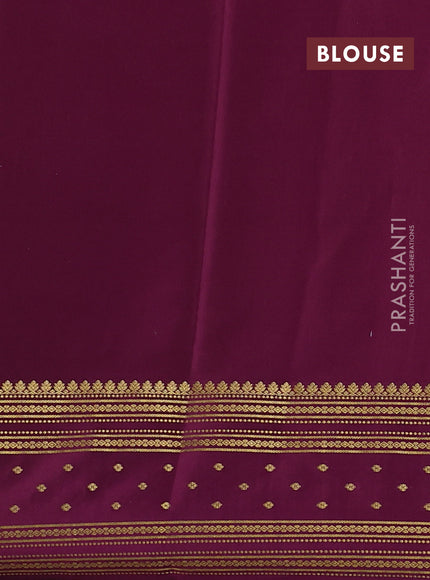 Pure mysore silk saree lime yellow and purple pink with plain body and zari woven border