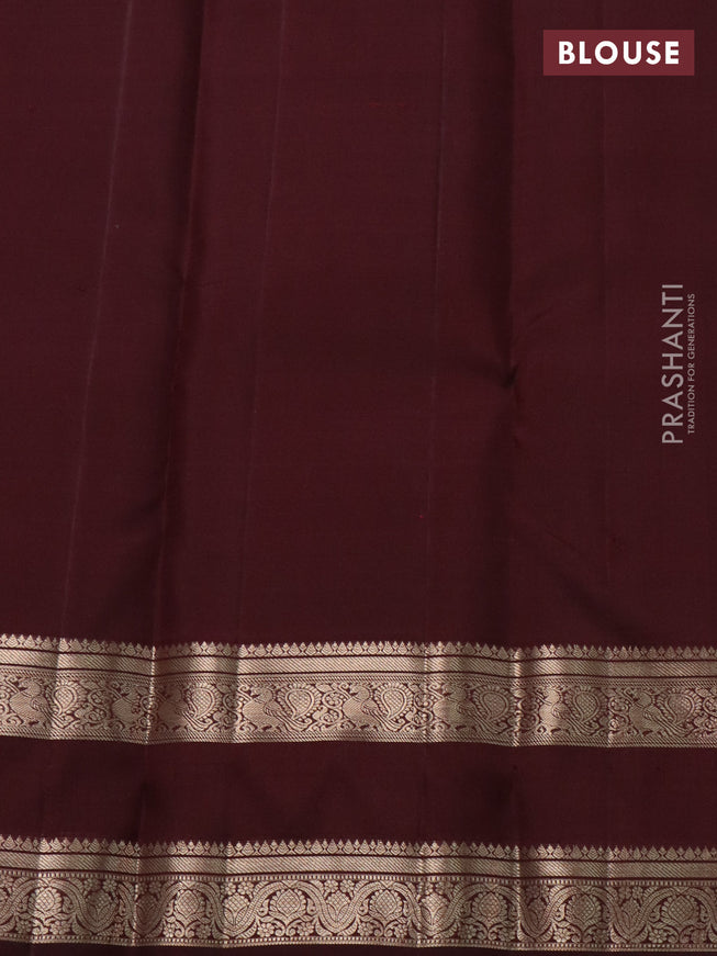Pure kanchipuram silk saree magenta pink and deep maroon with allover zari weaves & buttas and rettapet zari woven border