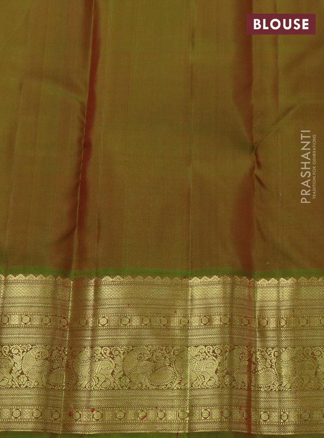 Pure kanchipuram silk saree pink and light green with zari woven buttas and zari woven border