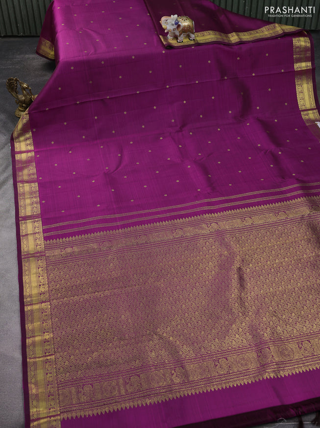 Pure kanchipuram silk saree purple with zari woven buttas and zari woven border