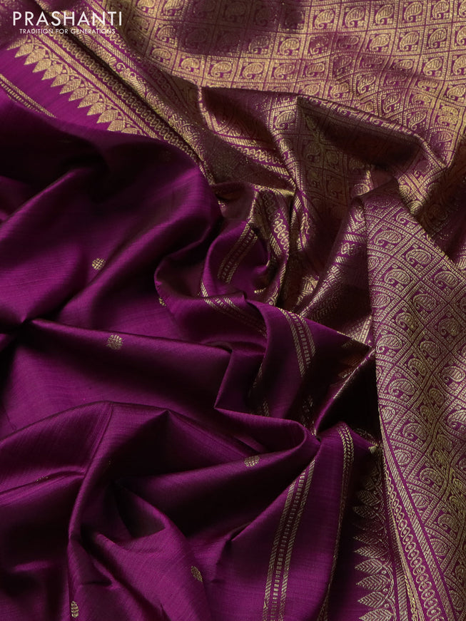 Pure kanchipuram silk saree purple with zari woven buttas and zari woven border