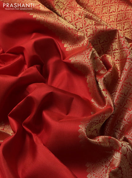 Pure kanchipuram silk saree orange with zari woven buttas and zari woven border
