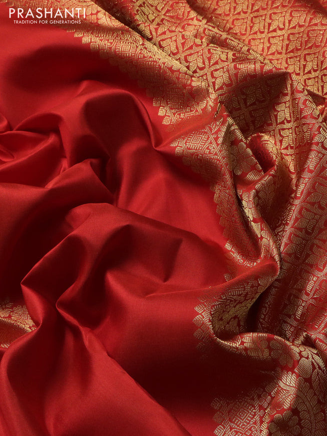 Pure kanchipuram silk saree orange with zari woven buttas and zari woven border