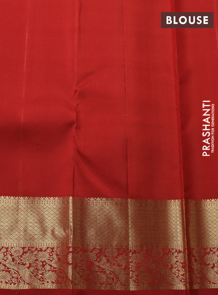 Pure kanchipuram silk saree orange with zari woven buttas and zari woven border
