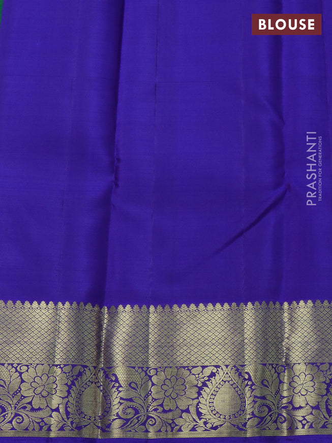 Pure kanchipuram silk saree green and royal blue with zari woven buttas and zari woven border