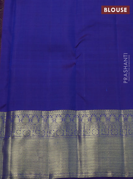 Pure kanchipuram silk saree dual shade of green and blue with allover zari weaves & buttas and zari woven border