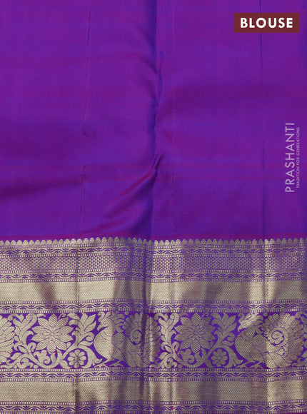 Pure kanchipuram silk saree cs blue and purple with zari woven buttas and zari woven border