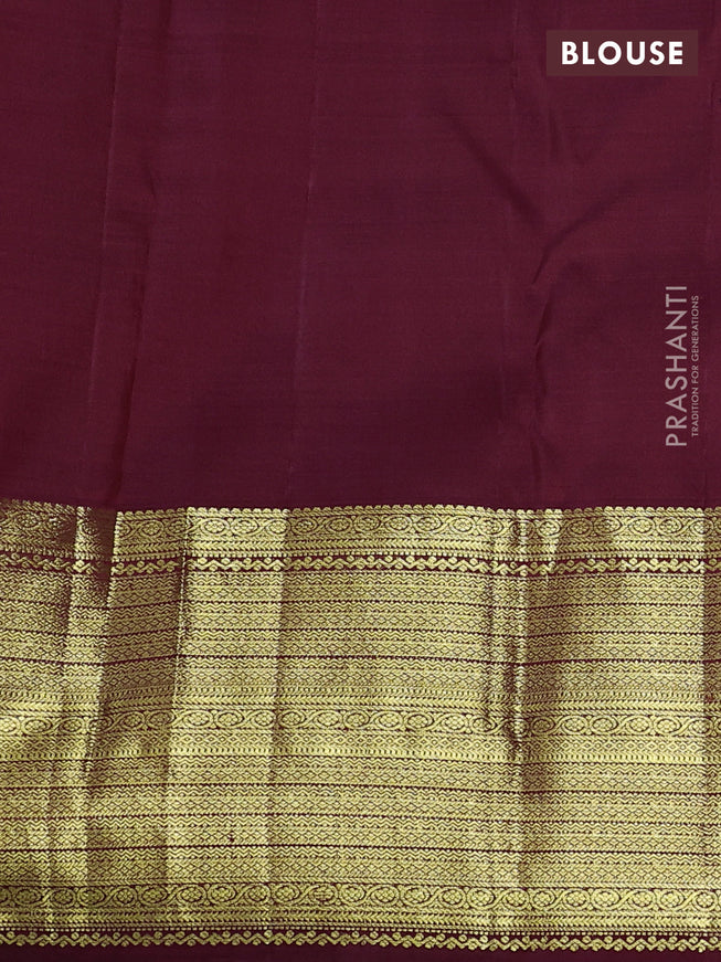 Pure kanchipuram silk saree maroon with zari woven buttas and long zari woven border
