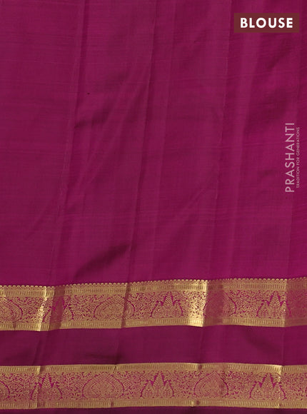Pure kanchipuram silk saree dual shade of pinkish orange and magenta pink with zari woven buttas and rettapet zari woven border