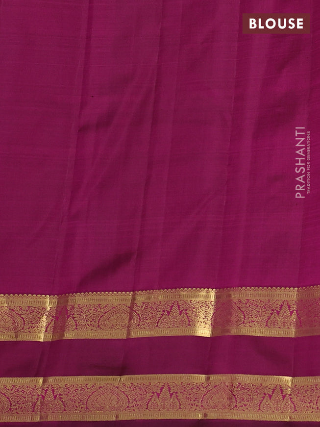 Pure kanchipuram silk saree dual shade of pinkish orange and magenta pink with zari woven buttas and rettapet zari woven border