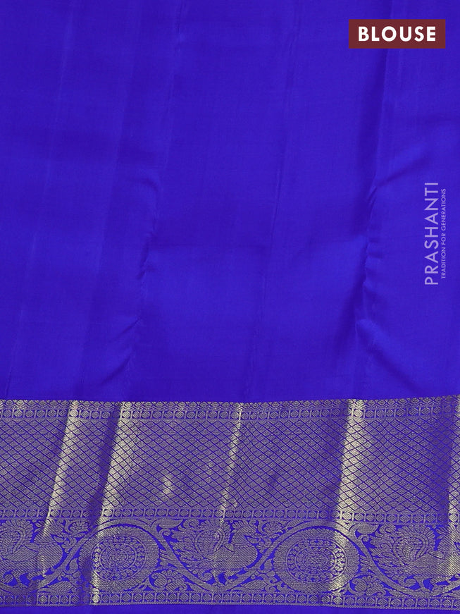 Pure kanchipuram silk saree cs blue and royal blue with zari woven buttas and zari woven border