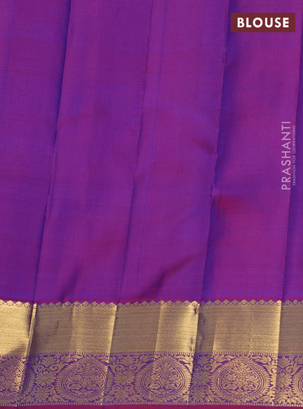 Pure kanchipuram silk saree cs blue and maroon with zari woven buttas and zari woven border