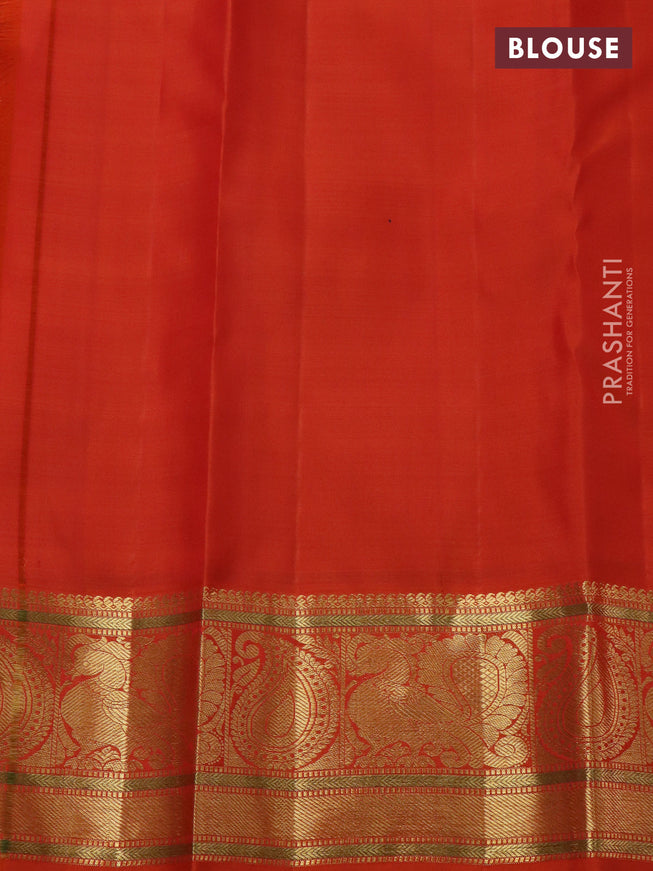 Pure kanchipuram silk saree orange with zari woven buttas and zari woven border