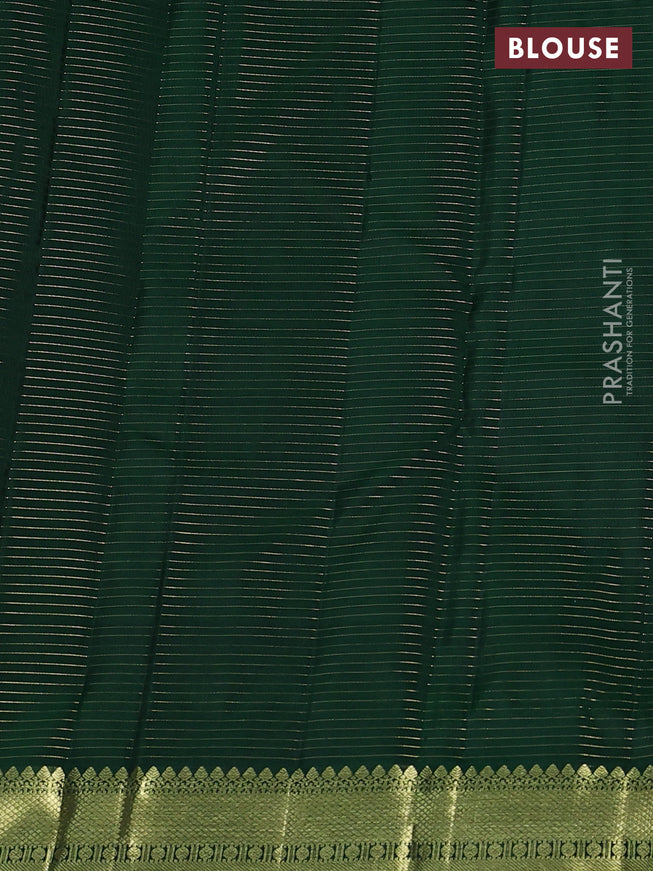 Pure kanchipuram silk saree green with allover zari checked pattern and zari woven border