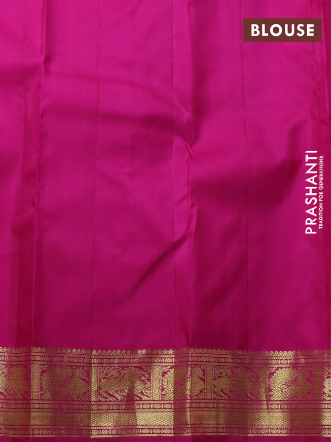 Pure kanchipuram silk saree dual shade of pinkish orange and pink with zari woven buttas and zari woven border