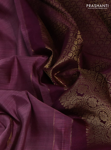 Pure kanchipuram silk saree mauve pink and wine shade with zari woven buttas and rettapet zari woven border