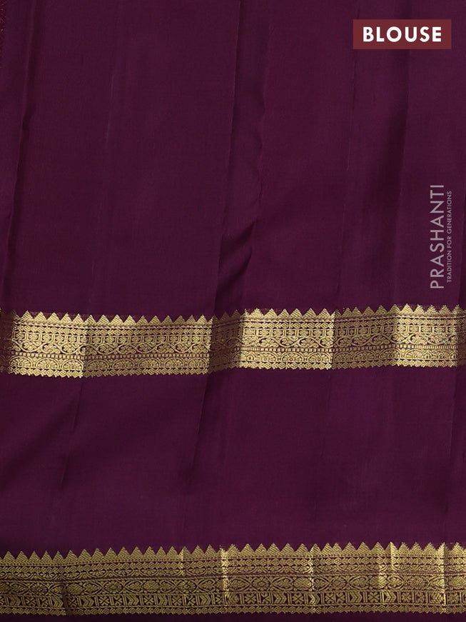Pure kanchipuram silk saree mauve pink and wine shade with zari woven buttas and rettapet zari woven border