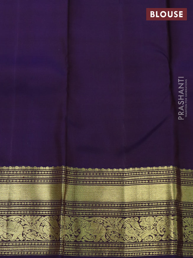 Pure kanchipuram silk saree green and blue with zari woven buttas and zari woven border