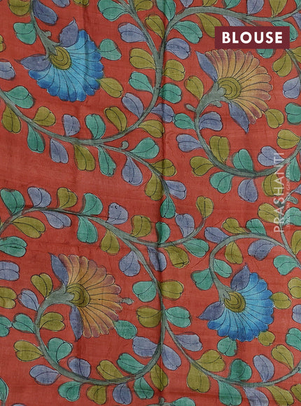 Pure tussar silk saree beige and rustic orange with allover zari checked pattern and zari woven border