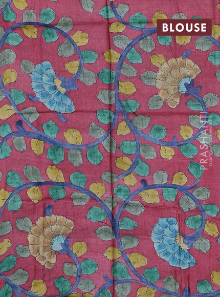 Pure tussar silk saree beige and maroon with allover zari checked pattern and zari woven border